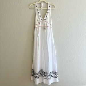Halter Maxi dress. Tommy Bahama, M size, white, navy blue and red.